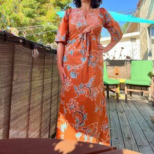 70s Sears Hawaiian maxi dress Sz Med